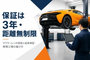 マクラーレンの点検を行うサービス工場のイメージ