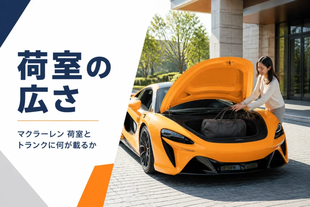 フロントのボンネットを開けて荷室にバッグを入れたスポーツカー