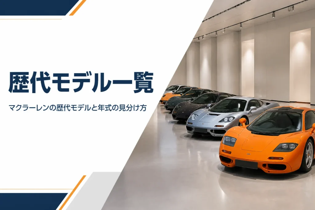 時代の違うスーパーカーが一列に並ぶミュージアムの展示