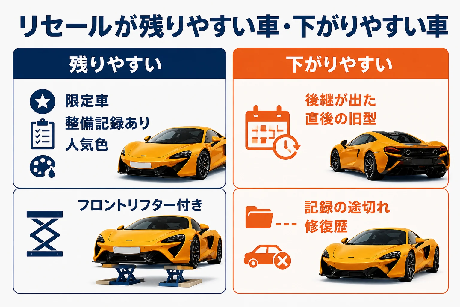 リセールが残りやすい車と下がりやすい車の違い